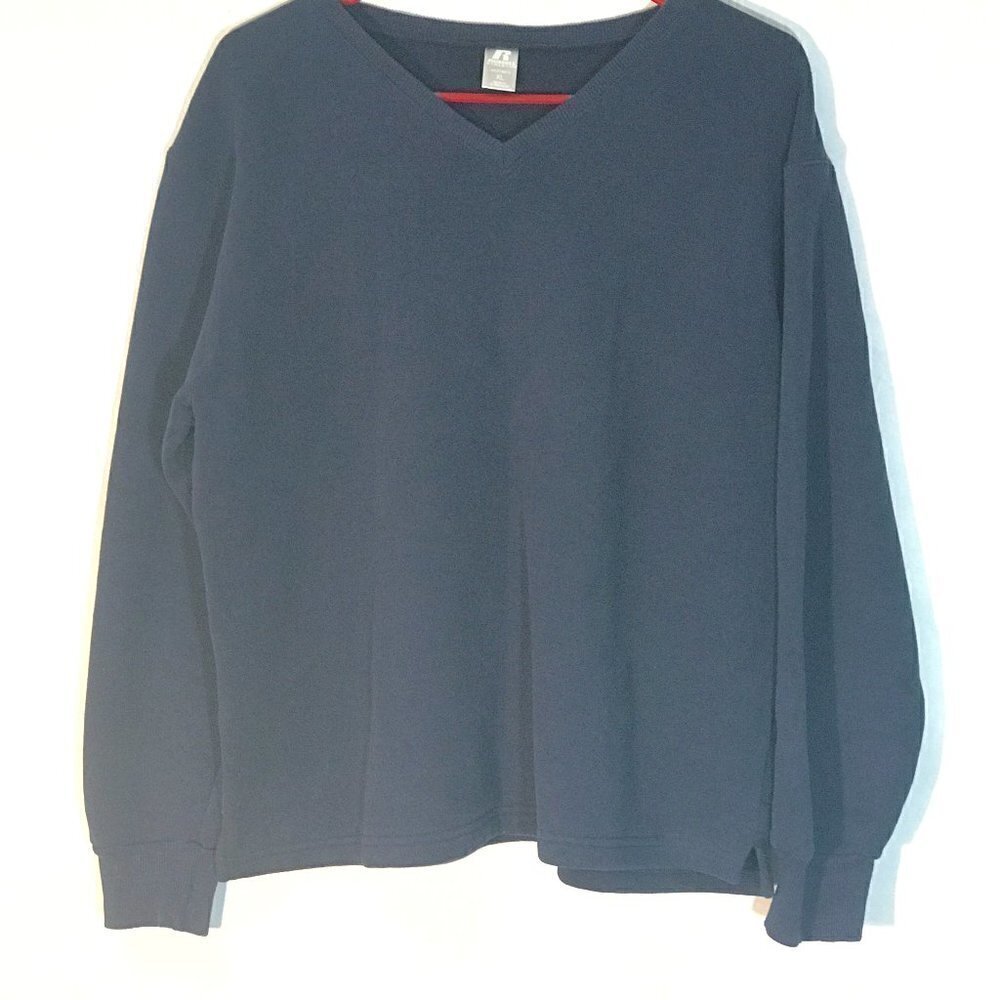 Russell Athletics Athletic Blue V Neck Long Sleeve Sweater Women XL